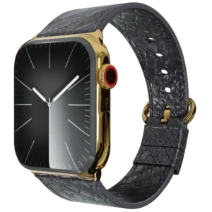 Gold Apple Watch 11 with Black Python Strap