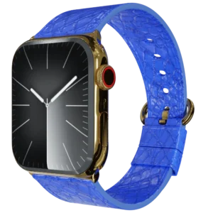 Gold Apple Watch 11 with Blue Python Strap
